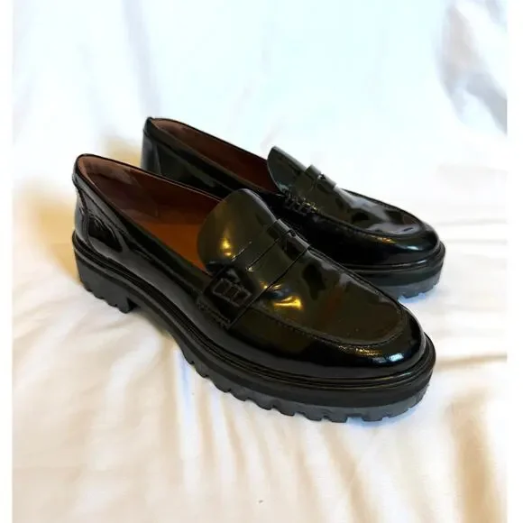 EUC Reformation Black Patent Leather Agathea Chunky Loafers, 8 - Picture 2 of 6